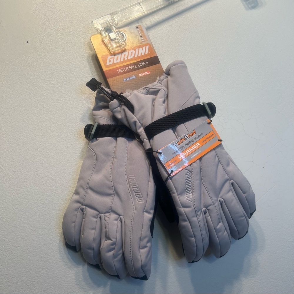 NEW Men's GORDINI Ski Aquabloc Waterproof Warmer Soft Shell Gloves L Gray Black